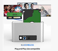 Док станція для HDD/SSD 2.5" 3.5" SATA III USB3.0 Blueendless HD01, фото 8
