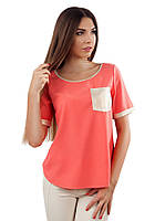 Яркая летняя футболка для женщин (размеры XS-3XL в расцветках) XS, коралловый