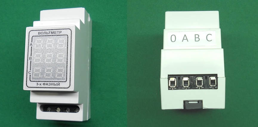 Вольтметр цифровий 3-х фазний переменного току ВМ-3 на DIN рейку (09--95), фото 1