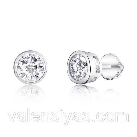 Сережки гвоздики срібні з камінням, фото 1
