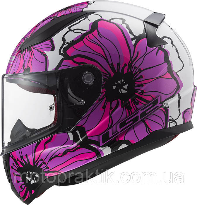 LS2 FF353 RAPID POPPIES WHITE PINK, XS Мотошолом інтеграл