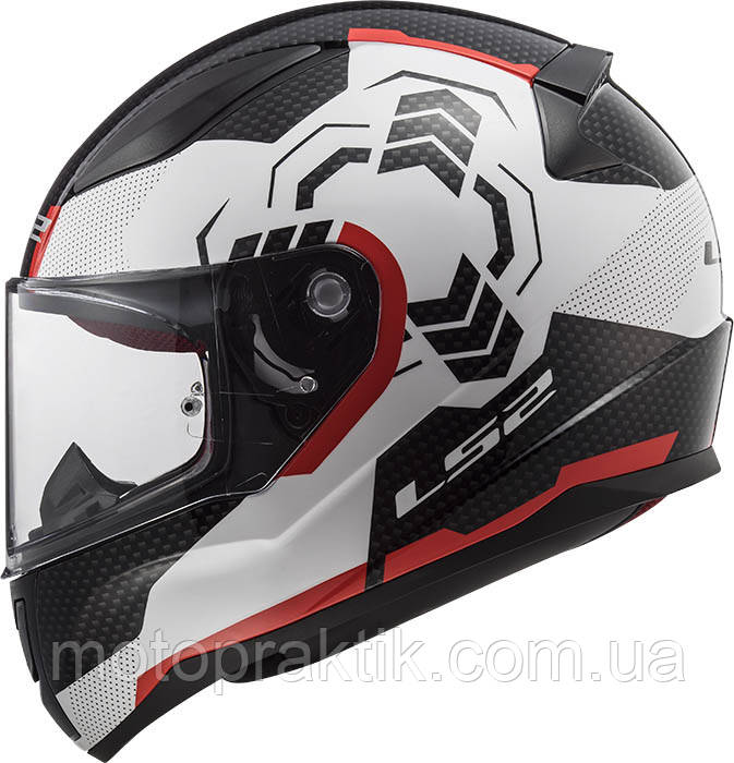 LS2 FF353 RAPID GHOST WHITE BLACK RED, XXS Мотошолом інтеграл