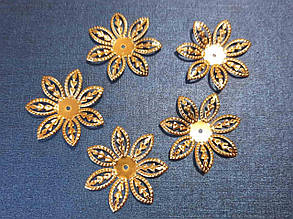 Обіймач для намистин 100 шт "Ажур" золото 28 мм 45 грамів