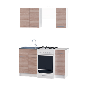 Маленька кухня Еко набір 0.9 м, компактний кухонний гарнітур 90 см Еверест Ясен Шимо Темний + Білий