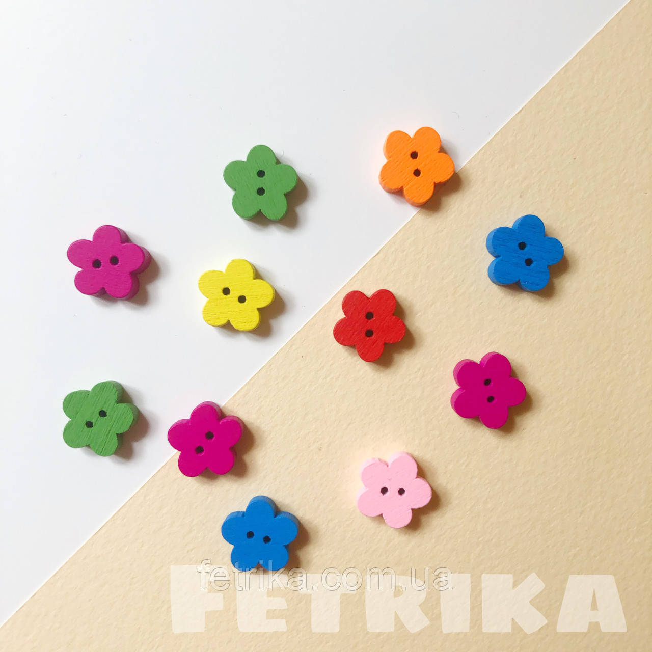 Ґудзики "Ромашки" дерев'яні, 13*13 мм, Мікс, фото 1