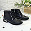 Черевики жіночі на шнурівці, колір чорний, фото 2