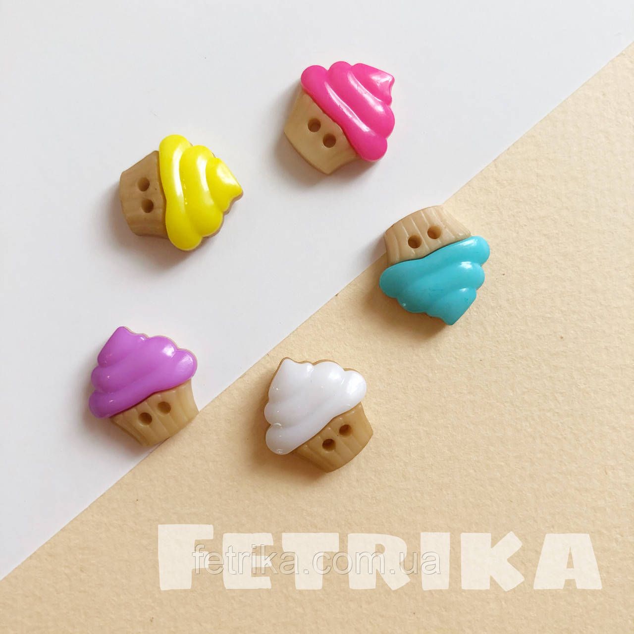 Гудзики "Кексики" пластикові, 1,6*1,7 см, Мікс, фото 1