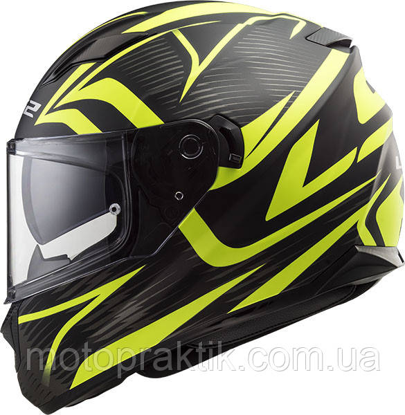 LS2 FF320 STREAM EVO JINK MATT BLACK H-V YELLOW, XS Мотошолом інтеграл з окулярами