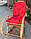 Крісло гойдалка плетена на подарунок <unk> крісло-гойдалка з подушкою <unk> крісло гойдалка з лози з червоною накидкою, фото 5