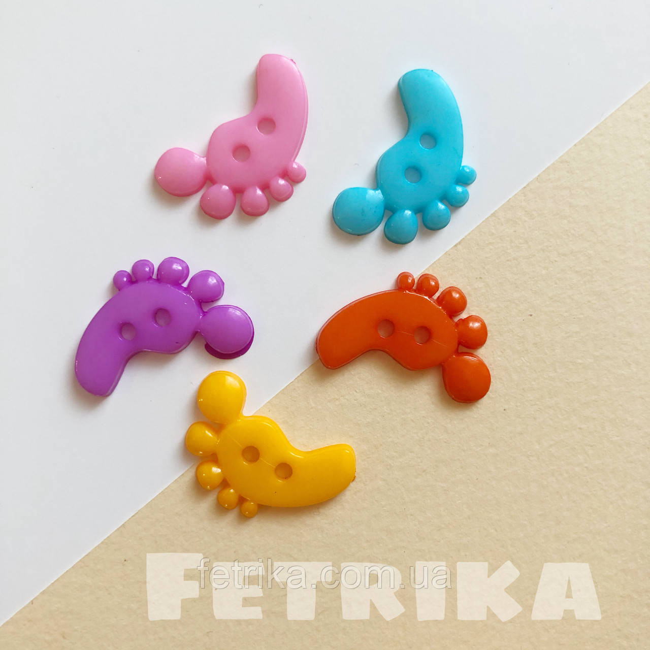Ґудзики "Следи" пластикові, 1,2*2,2 см (5 шт.), Мікс