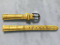 Ремінець для годинника натуральна шкіра крокодила розмір 12 мм жовтий, м'який, тонкий, прошитий