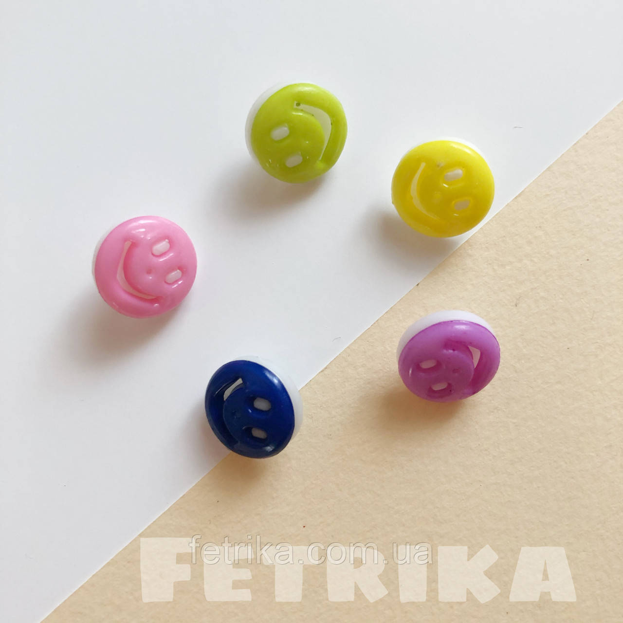 Ґудзики "Смайлики No2" пластикові, Ø 1,3 см, фото 1