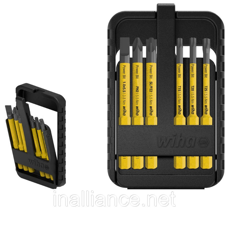 Набір біт 6 штук SL5.5 / PH2 / SL/PZ2 / TORX T15 T20 T25 Power slimBit electric Wiha 44106