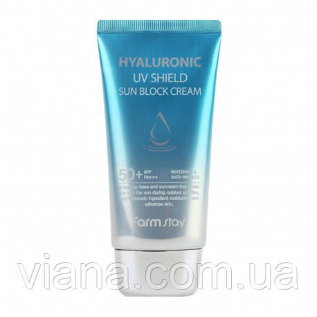 Сонцезахисний крем із гіалуроновою кислотою Farmstay Hyaluronic UV Shield Sun Block Cream SPF50+ PA+++ 70 ml