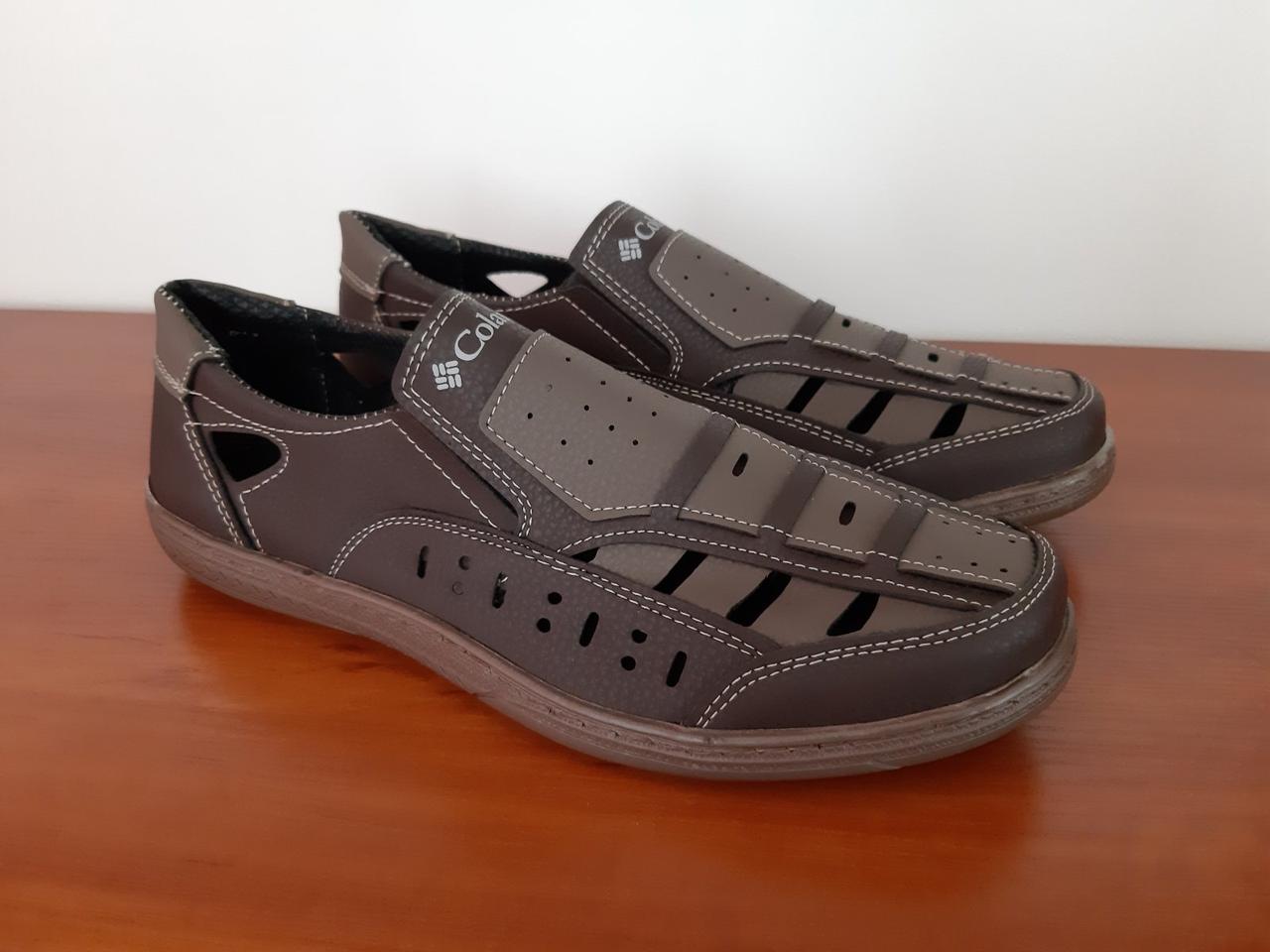 Мужские летние туфли коричневые прошитые ( код 1822 ) - фото 3 - id-p1186873538
