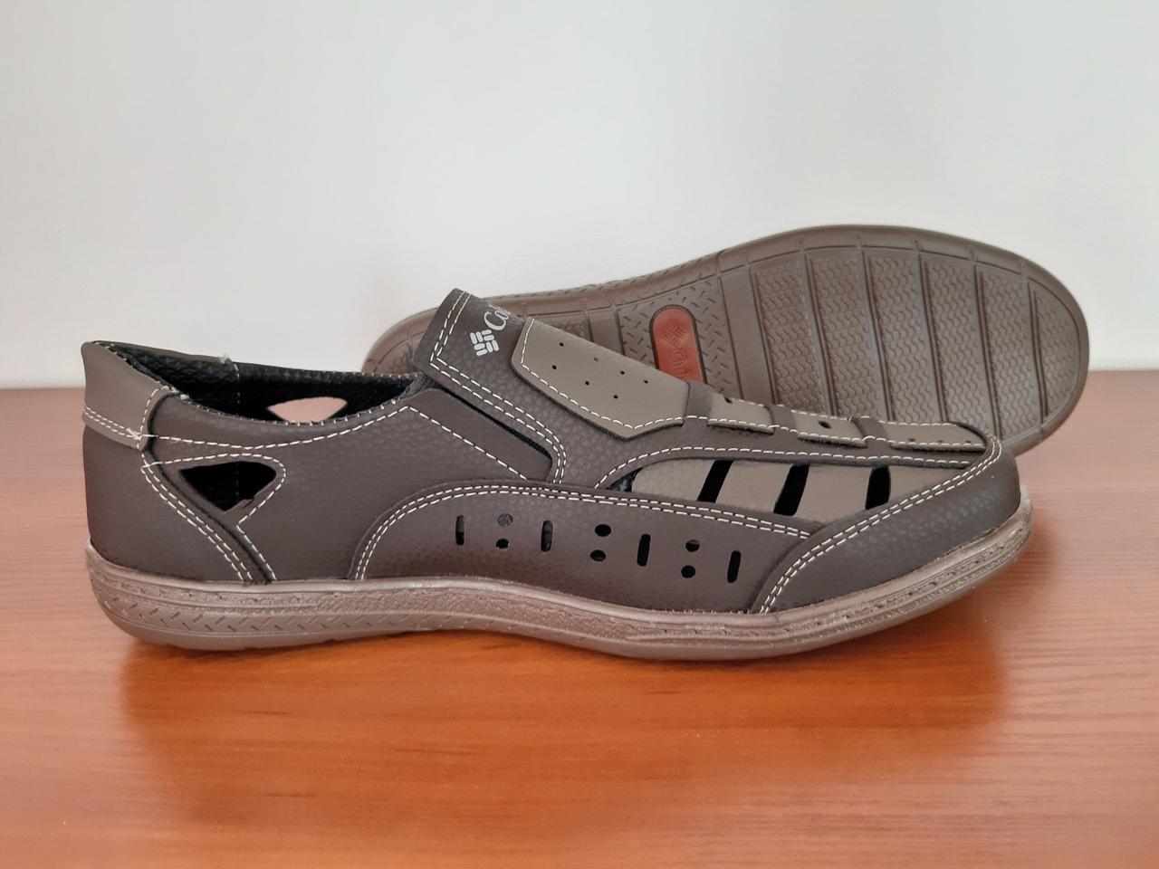 Мужские летние туфли коричневые прошитые ( код 1822 ) - фото 7 - id-p1186873538