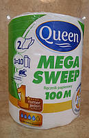 Полотенца бумажные кухонные Queen Mega Sweep двухслойные, 100 м (1 рулон)