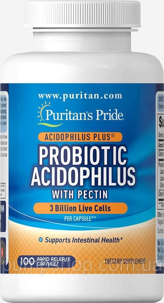 Пробіотик ацидофільний із пектином Puritan's Pride Probiotic Acidophilus with Pectin 100 капс.