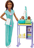 Лялька Барбі Я можу бути Педіатр Barbie Baby Doctor Playset with Brunette Doll GKH24