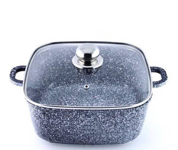 BN-327 (6) — Капелюх із кришкою 7 л, Квадрат, Гранітне покр. світле