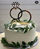Топер фігурка на торт дзеркальний двосторонній Manific Decor "Весільні обручки" на весілля, фото 4