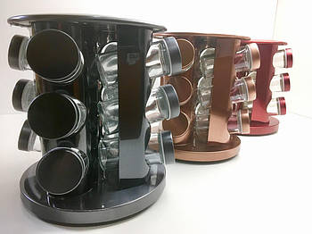 Набір для спецій кругла підставка 13 пр. 3 кольори BN-142-9 (9 шт./ясть)