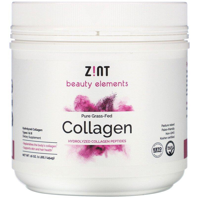 Zint, Pure Grass-Fed Collagen, Hydrolyzed Collagen Peptides, гідролізовані пептиди колагену 454g