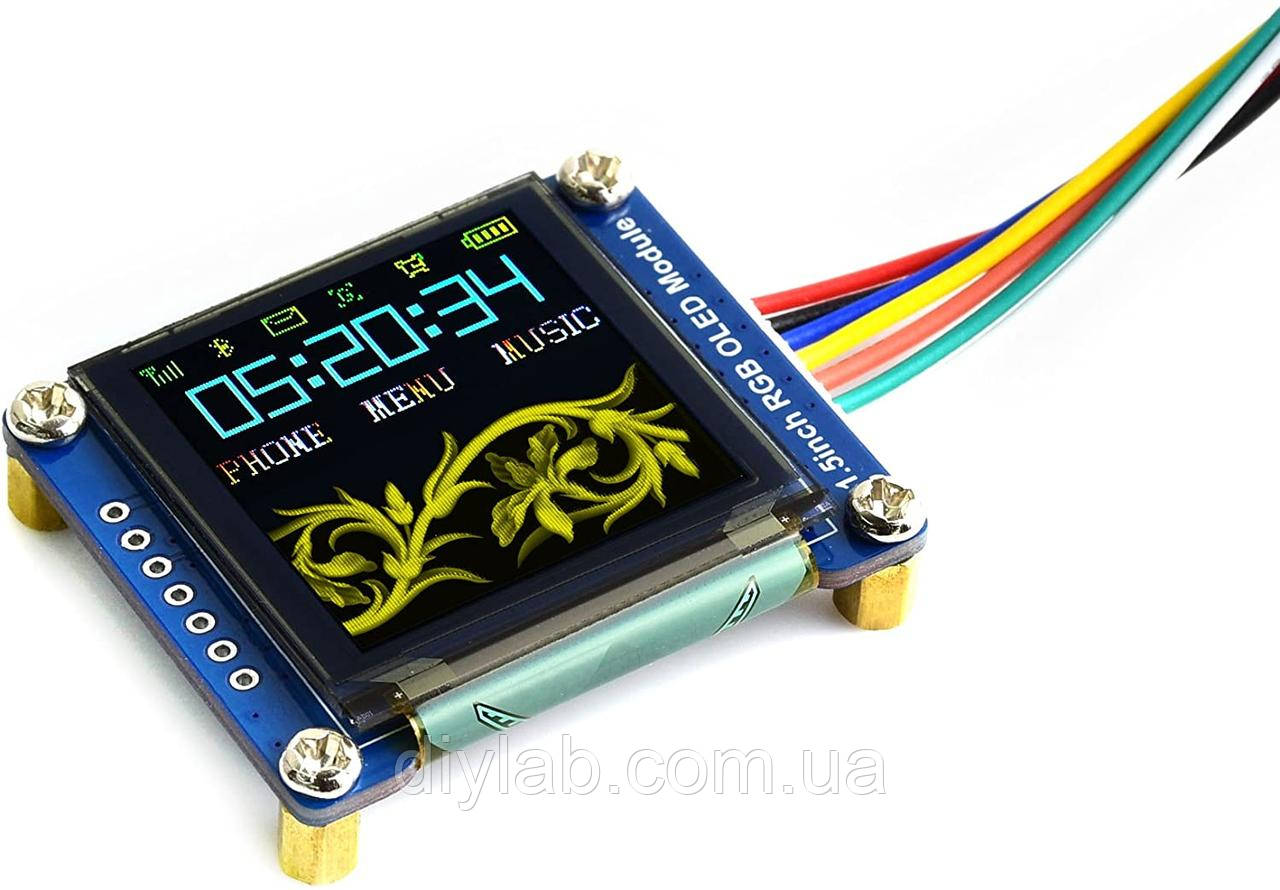 RGB OLED 1.5'' 128x64 16-bit SPI SSD1351 від Waveshare