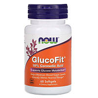 Now Foods, короболова кислота GlucoFit, екстракт листя банани 60 м'яких капсул