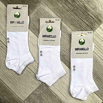 Шкарпетки чоловічі бавовна з сіткою Mirabello, Туреччина, розмір 42-45, короткі, білі, 02544