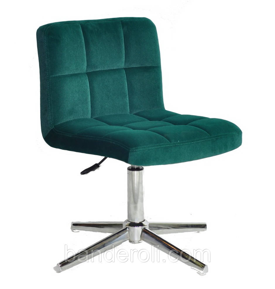 Крісло Arno Modern Base оксамит зелений-1003 без підлокітників, хромованою хрестовиною на стопах, фото 1