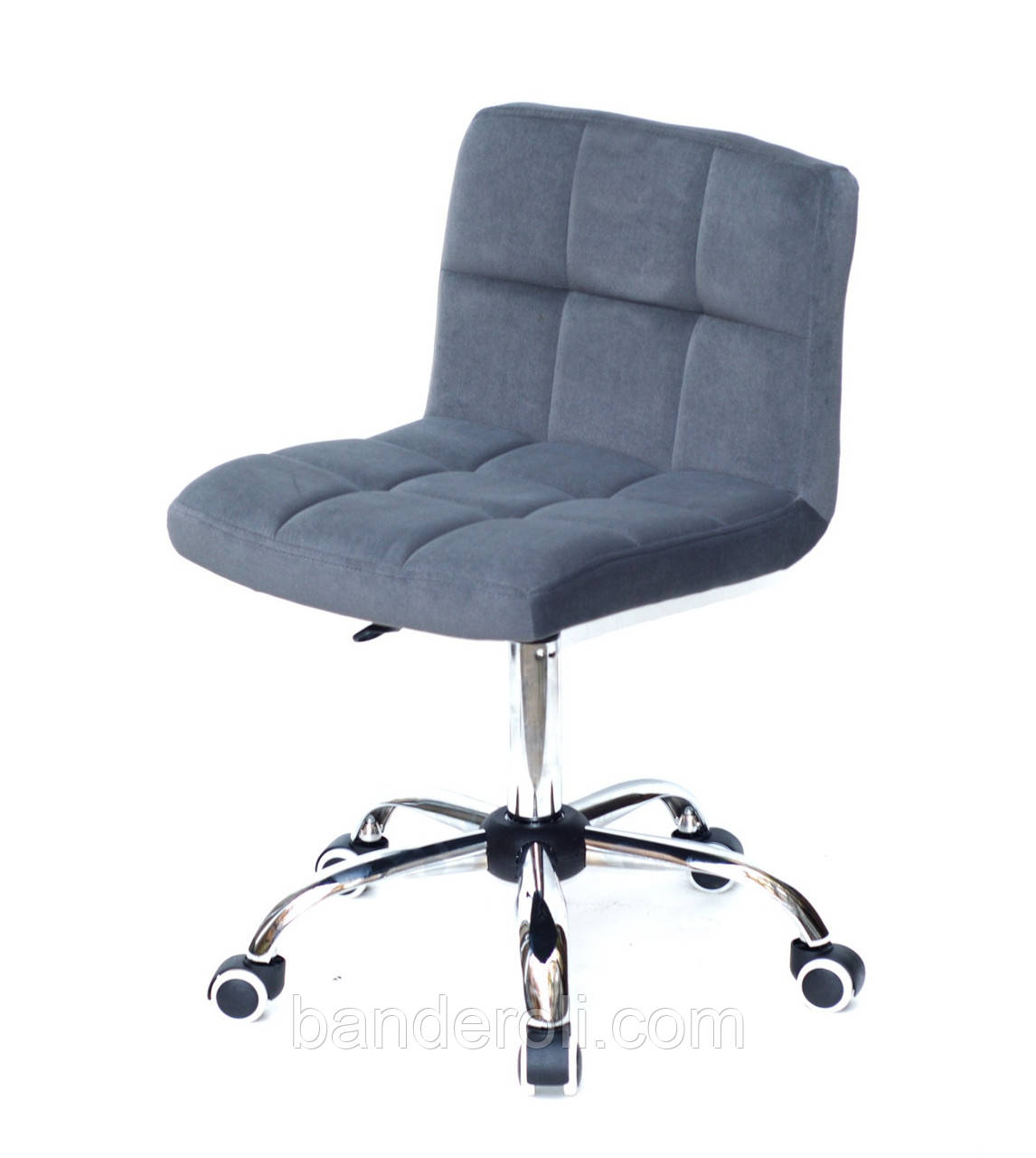 Крісло Arno CH - Office сірий велюр (оксамит) В-1004 на колесах з регулюванням висоти на базі хромованою, фото 1