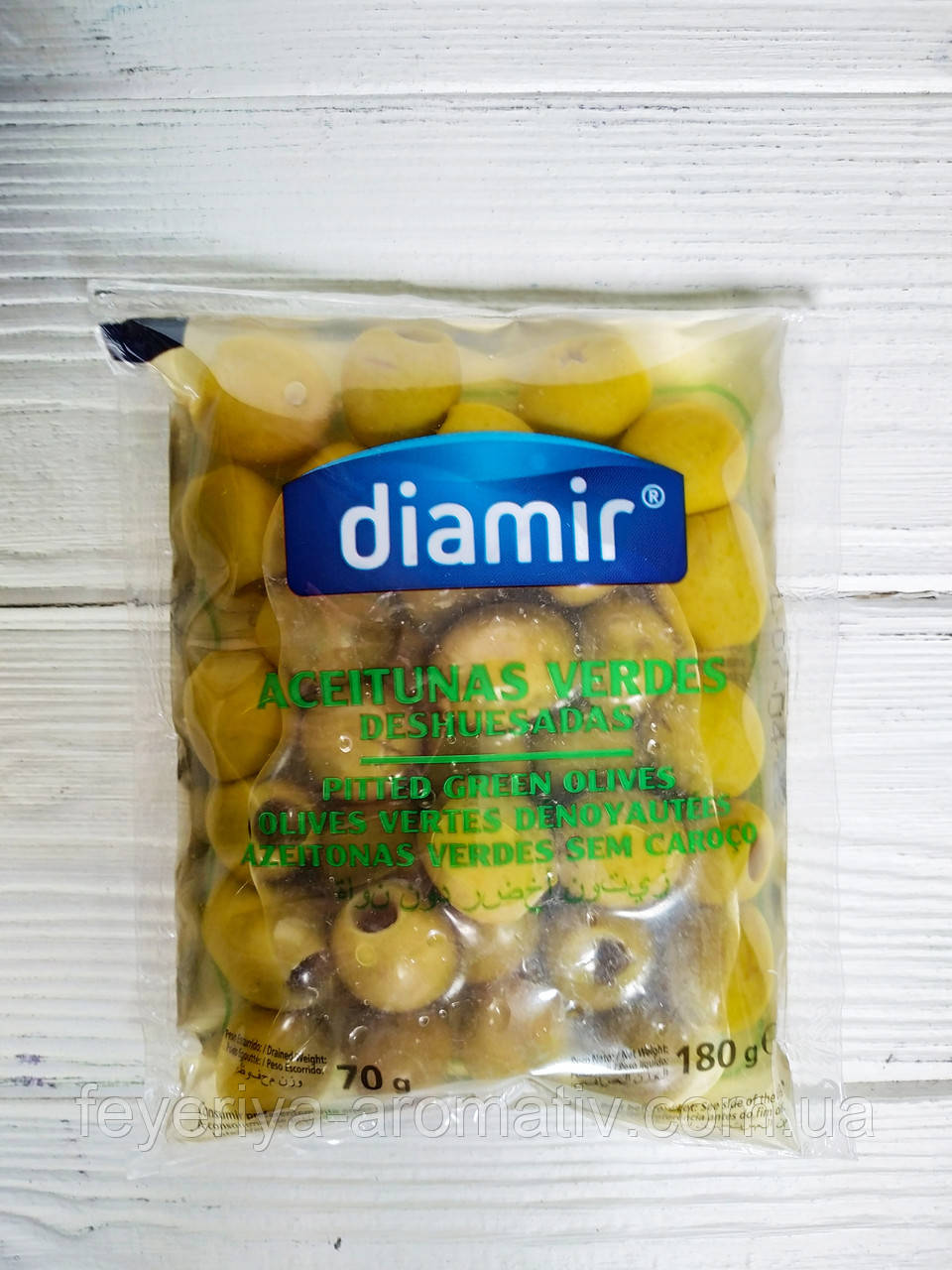 Оливки зелені без кісточок Diamir 180/70г