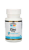 Цинк хелатный для взрослых в таблетках, Zinc Chelated, 21st century, 60 таблеток, 50 мг цинка в 1 порции