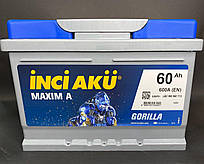 Акумулятор Inci Aku MaximA Gorilla 60Ah/600A L+ автомобільний (Інджі Акю) LB2 060 060 113 АКБ Туреччина НДС