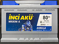 Акумулятор Inci Aku MaximA Gorilla 80Ah/760A R+ Автомобільний (Інджі Акю) L3 080 076 013 АКБ Туреччина НДС