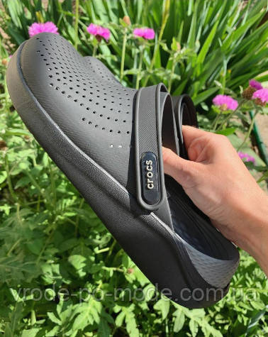 Чоловічі легкі босоніжки чорні крокс, м'які комфортні сабо лайтрайд Crocs LiteRide для кухарів, оригінал
