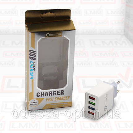 Адаптер на 4 USB із підтримкою QC 3.0, Fast Charge, D22, фото 1