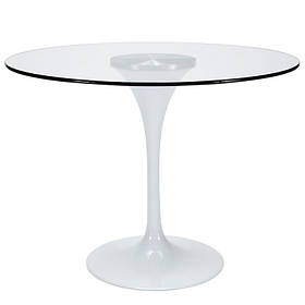 Круглий стіл Тюльпан-G скляний прозорий діаметром 60 см на одній ніжці
