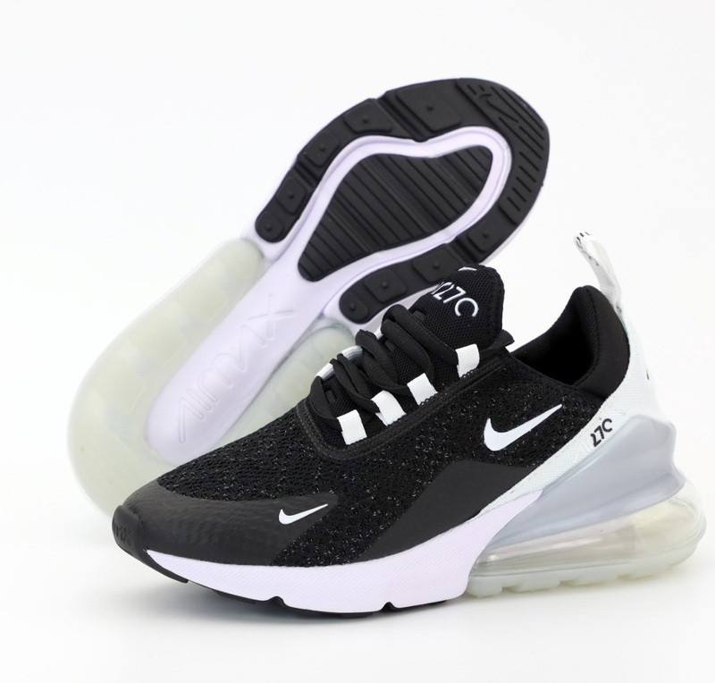 Чоловічі кросівки Nike Air Max 270 весна літо в сітку чорні з білим. Живе фото. Топ топ