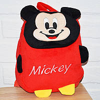 Детский красный рюкзак Минни Маус, для девочек в детский садик, из плюша.