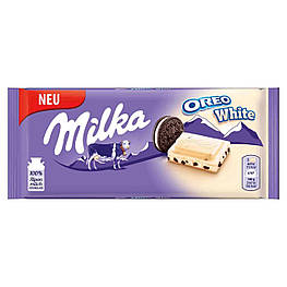 Milka Oreo White Білий шоколад із вершковою начинкою та печивом Oreo 100g