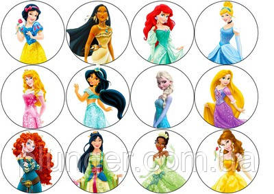 Вафельна картинка для торта "Принцеси", (лист А4) 8, фото 1