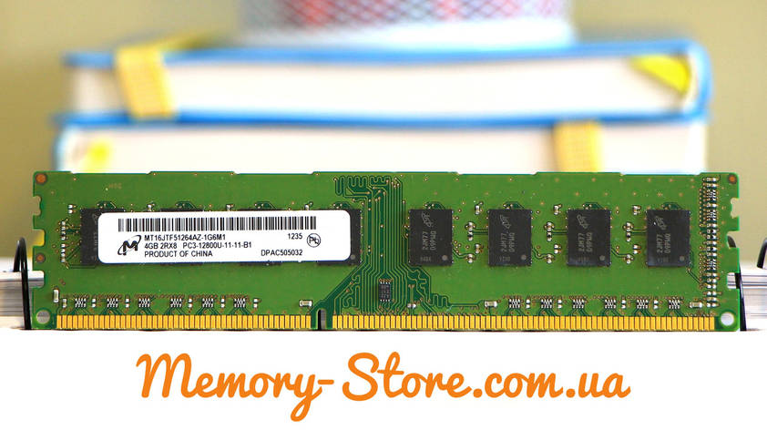 Оперативна пам'ять для ПК Micron DDR3 4Gb 2Rx8 PC3-12800 1600MHz, Intel та AMD, б/в, фото 1