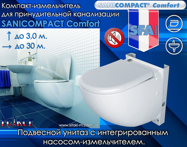 SANICOMPACT Comfort подвесной унитаз с интегрированным насосом ...