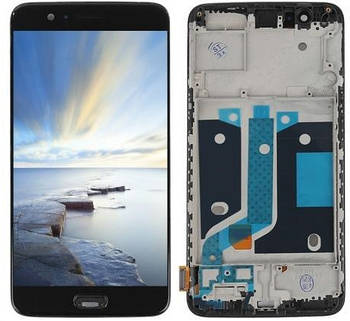 Дисплей Модуль Екран для OnePlus 5 A5000 + touchscreen, чорний, Amoled, оригінал (54), з передньою панеллю