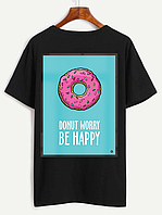 Летняя женская футболка с пончиком Черный, 48