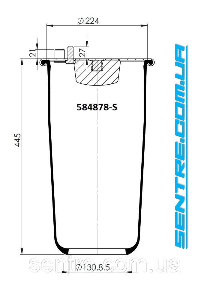 Пневмоподушка 4878N1P02 MAN TGS/TGL/TGX 81436010167 Rubber Master 584878-S
