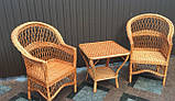 Набір плетених меблів із лози 2 крісла + стілець, фото 2