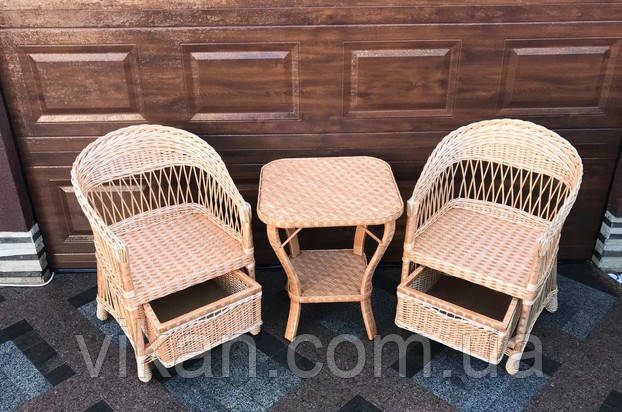 Набір плетених меблів із лози 2 крісла з шухлядами +столик